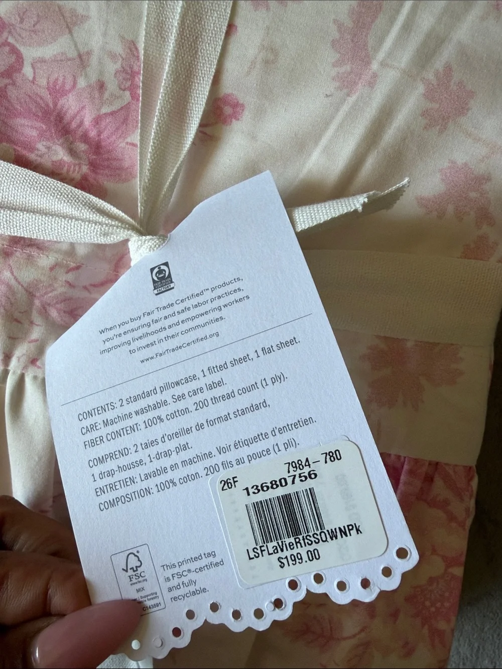 NWT Pottery Barn LoveShackFancy Pink La Vie en Rose Ruffle Sheet Set Queen